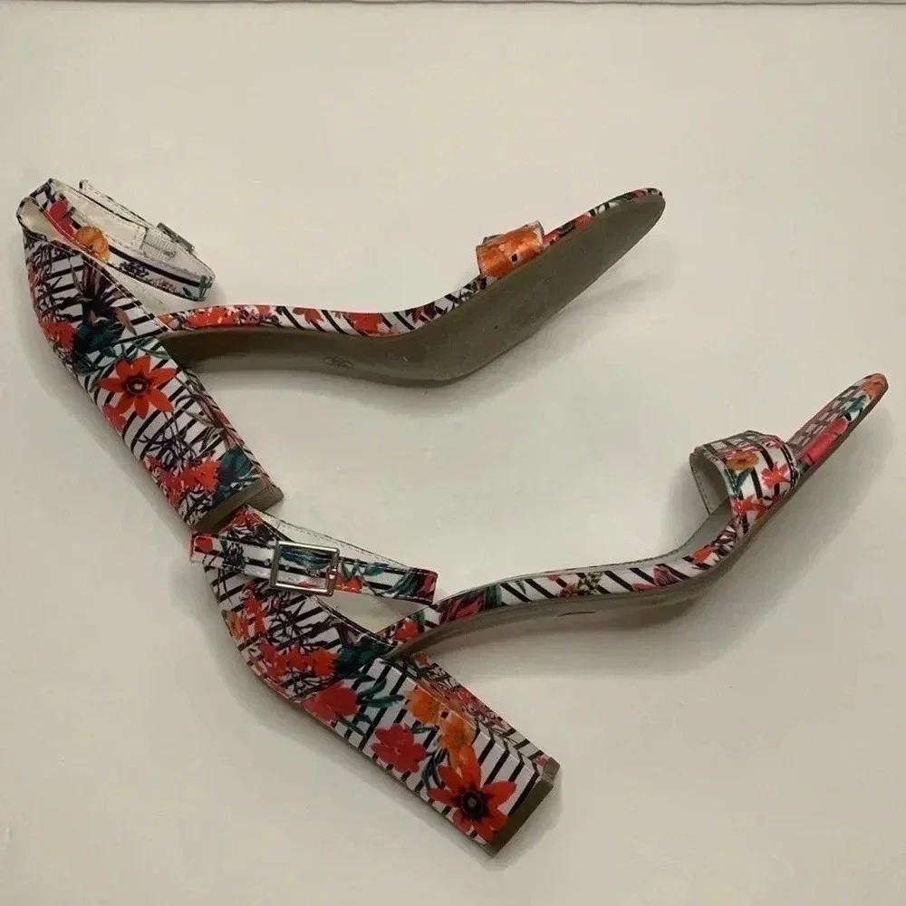 Worthington Beckwith Women’s Floral Sandals Chunky Heel Sz 8.5 New